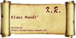 Klasz René névjegykártya
